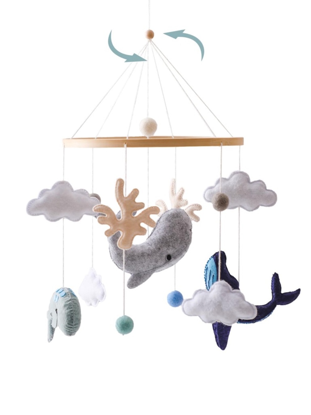 New Ocean Animals Crib Mobile. Whale Felt Baby Mobile. Whale Mobile